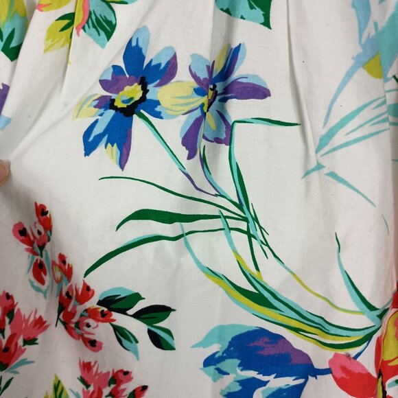 Floral Print A-Line Skirt With Pockets Ann Taylor Size 4 White Multicolor Lined - Picture 6 of 11
